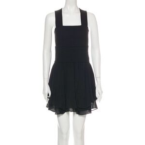 A.L.C. Square Neck 100% Silk Tulle Skirt Fit & Flare Mini Dress Black S / US 4